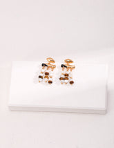 Tiger Eye Stone Mother Of Pearl Earrings