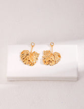 Nature-Inspired Leaf Style Zircon Drop Earrings