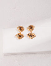 Two Irregular Tiger's Eye Stone Earrings