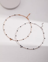 Spaced Black Onyx Pearl Pendant Necklace