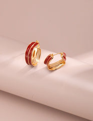 Dripping Glaze Red Hoop Earrings