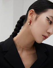 Dripping Glaze Red Hoop Earrings