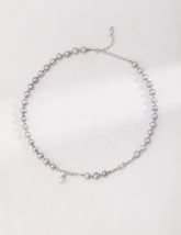 Elegant Grey Pearl Silver Necklace