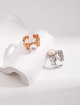 Simple Wavy Pearl Stacking Ring