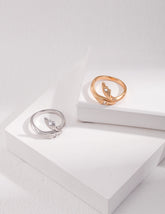 Nature-Inspired Simple Feather Style Zircon Ring