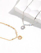 Opal Moon With Mother of Pearl Pendant Necklace