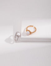 Twisted Pearl Adjustable Ring